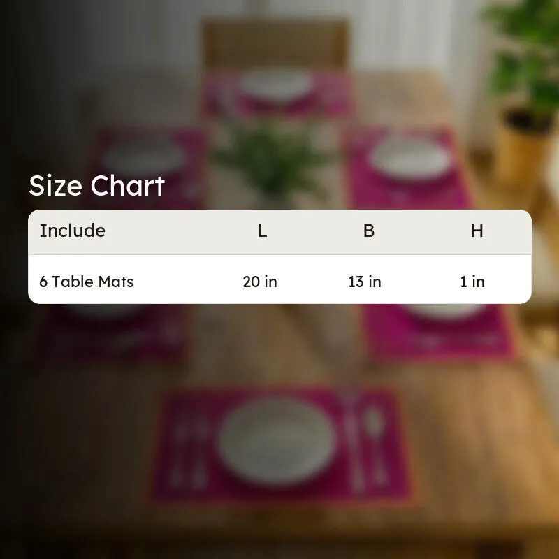 Pink rectangular placemat shown with dimensional proportions
