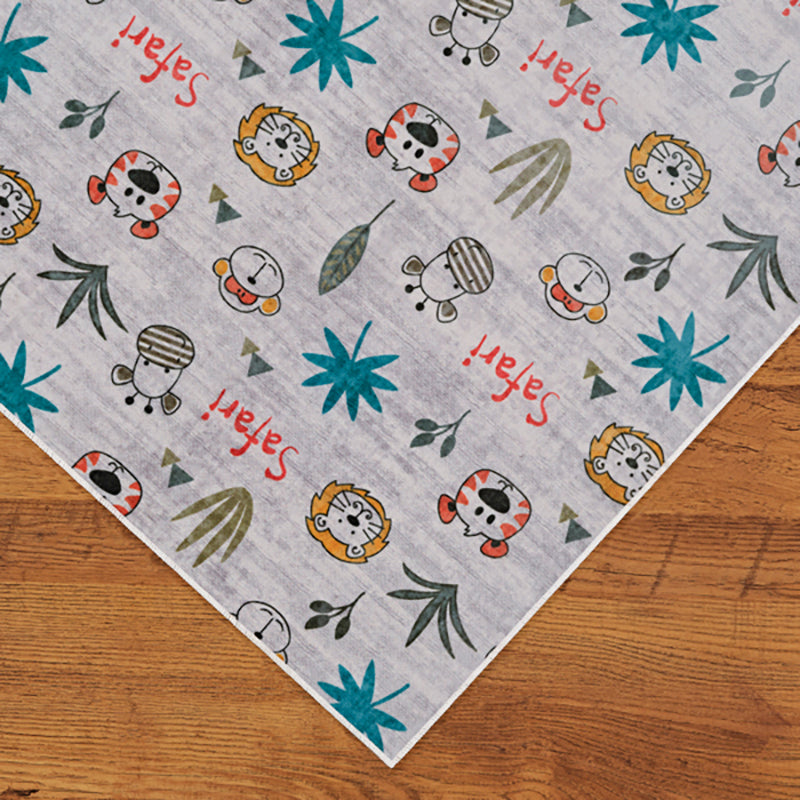 Doodle Zoo Kids Polyester Anti-Skid Carpet - Multicolor media 5