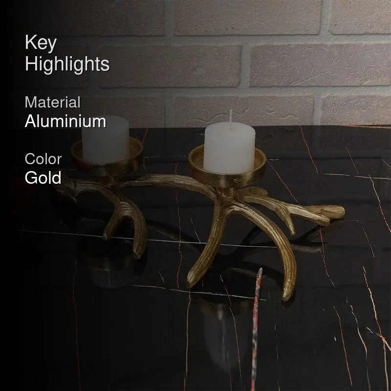 Antler Charm Candle Holder - Golden media 2