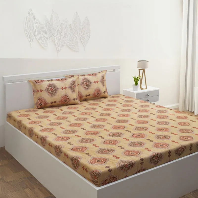Dreams Of Desert Cotton Bedsheet (Beige, Brown) - 144 TC media 1