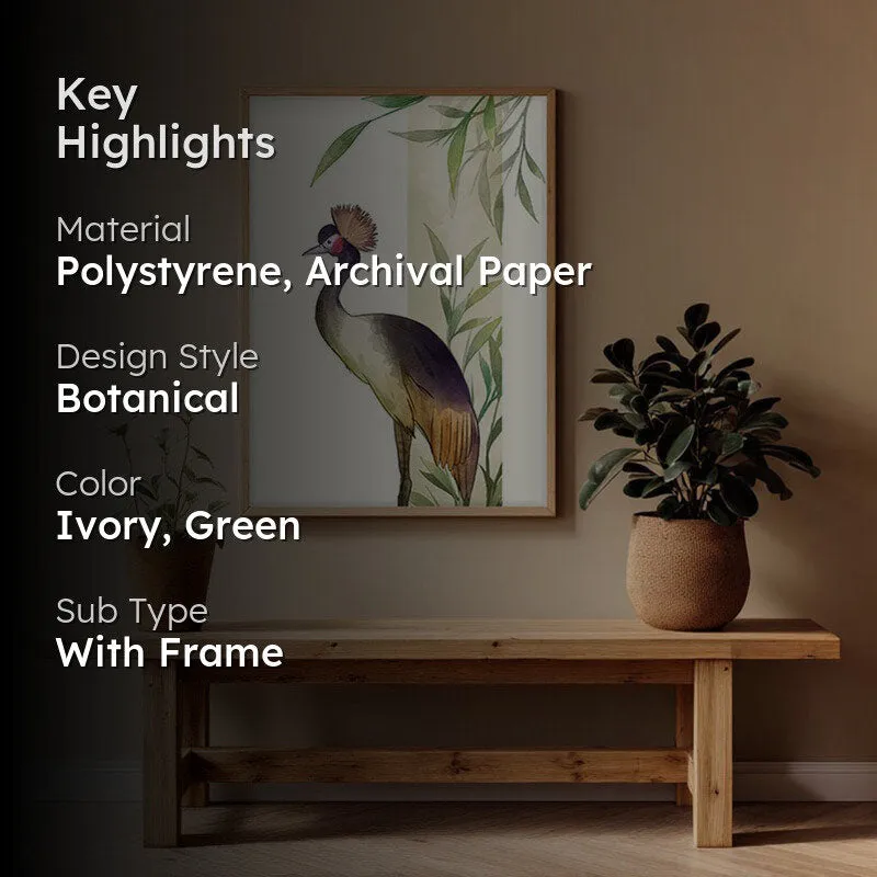 Tranquil Perch Botanical Archival Paper Wall Art - Natural Brown Frame media 2