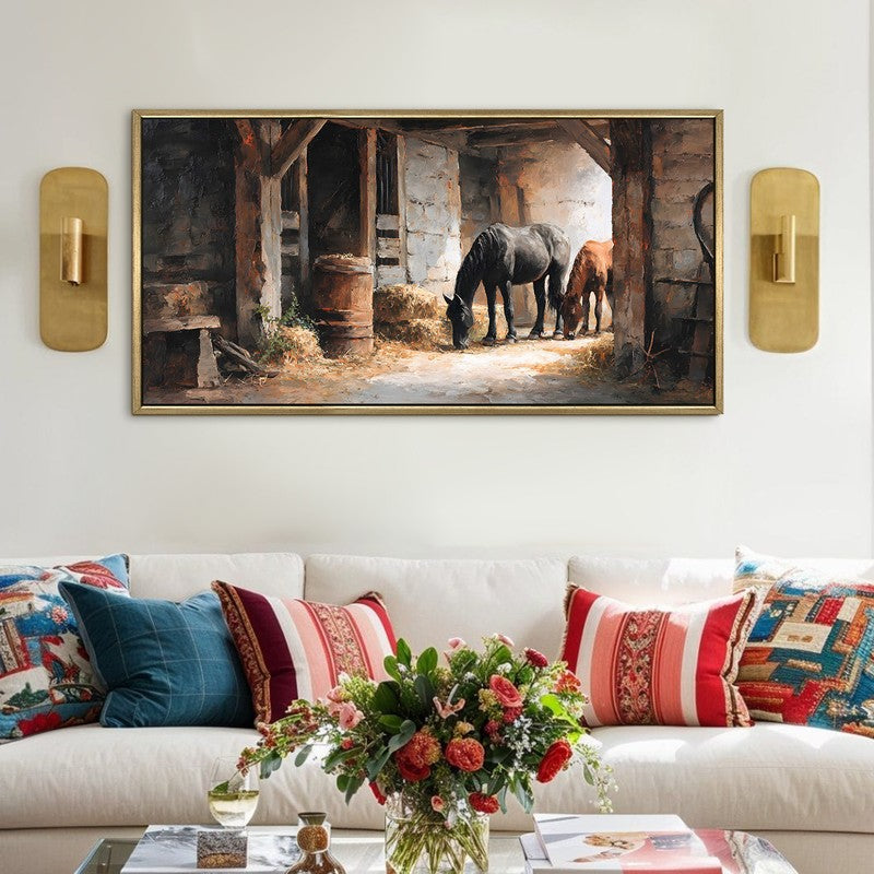 Stable Shadows Canvas Wall Painting With Frame