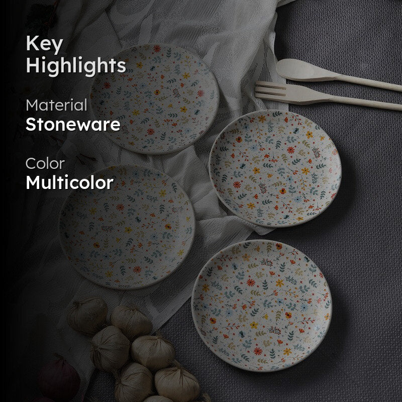 Monochrome Blossom Dinner Plates - Set Of Four media 2