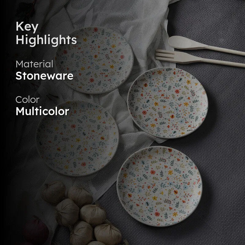 Monochrome Blossom Dinner Plates - Set Of Four media 2