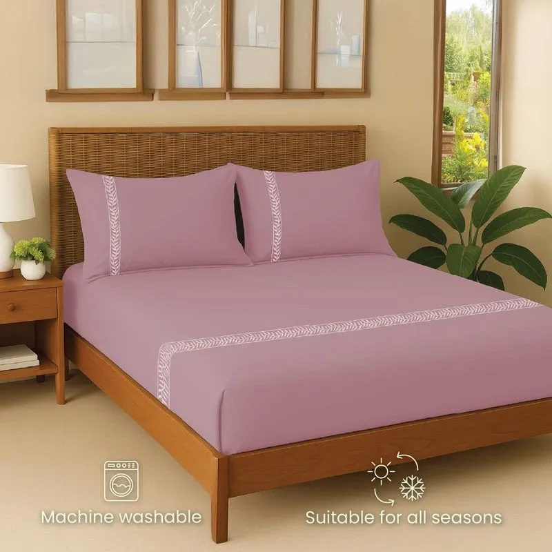 Urban Space Solid Comfort Cotton Bedsheet (Pink) - 300 TC media 7