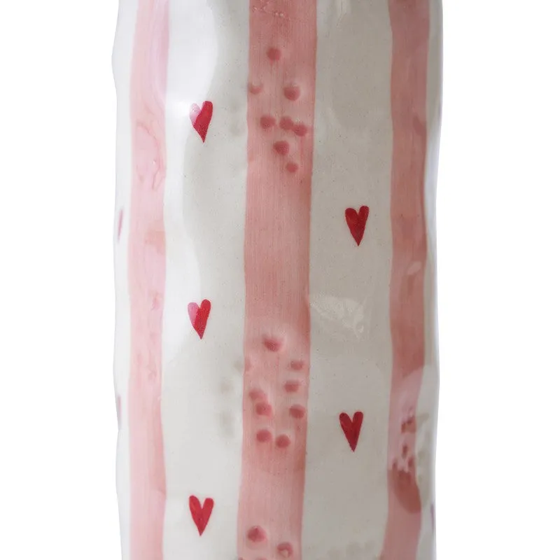 Monoline Stripe Tall Ceramic Vase - Pink media 6