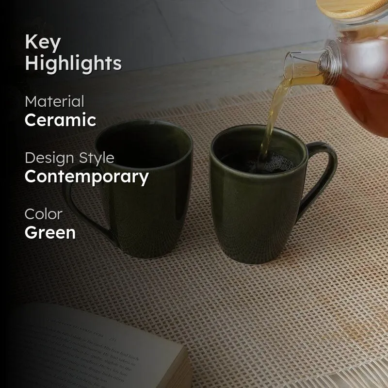 Jivina Ceramic Coffee Mug (400 mL Each) - Set of Two media 2
