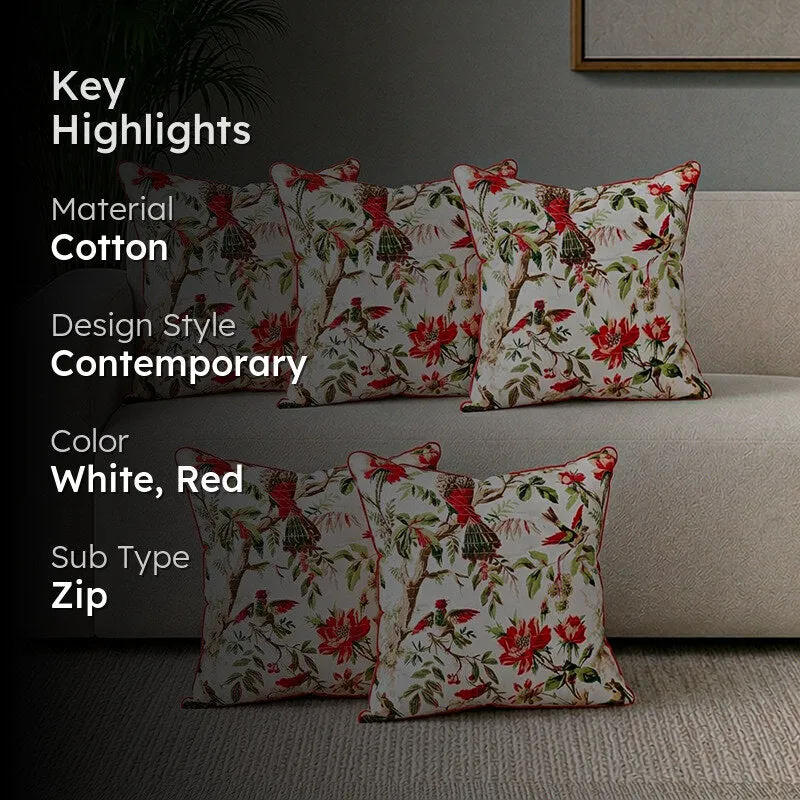 Ramiya Floral Cotton Cushion Cover - Set Of Five media 2