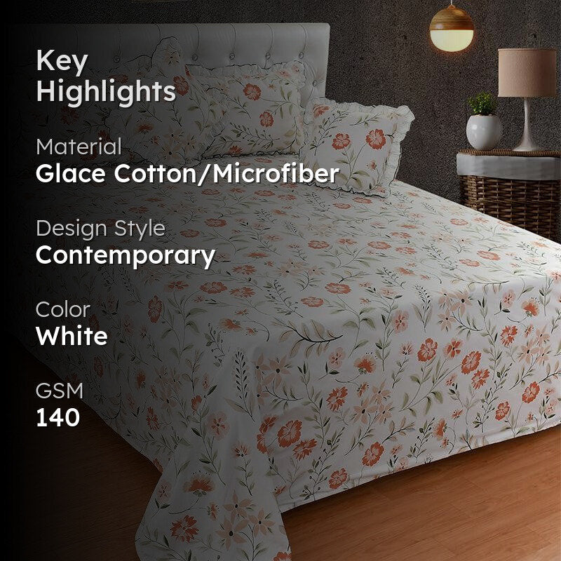 Hue Haze Frilled Floral Microfiber Bedding Set - Five Piece Set media 2