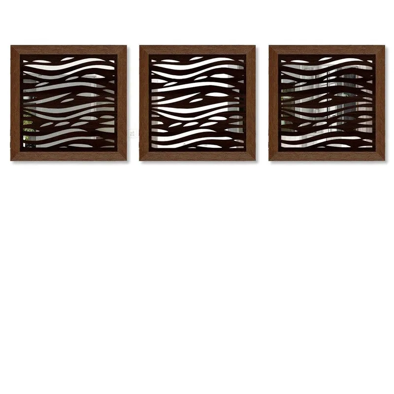 Meadow Wall Mirror With Wooden Frame (Dark Brown) - Set Of Three media 3