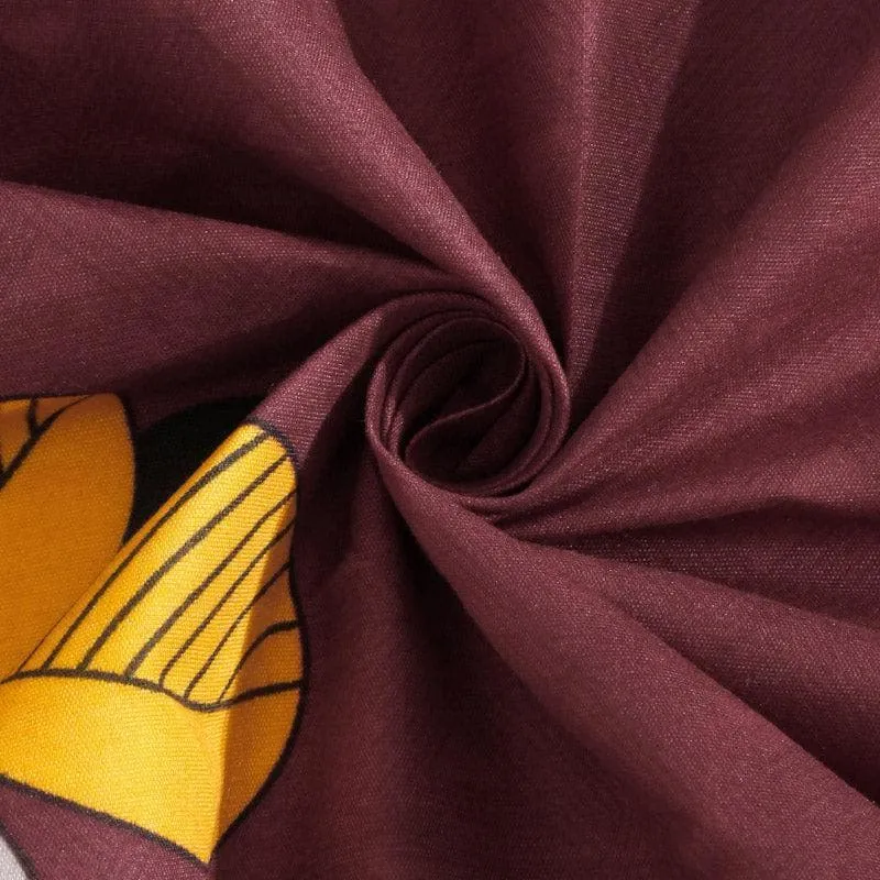Leaf Zina Printed Bedsheet (Maroon) - 150 GSM media 5
