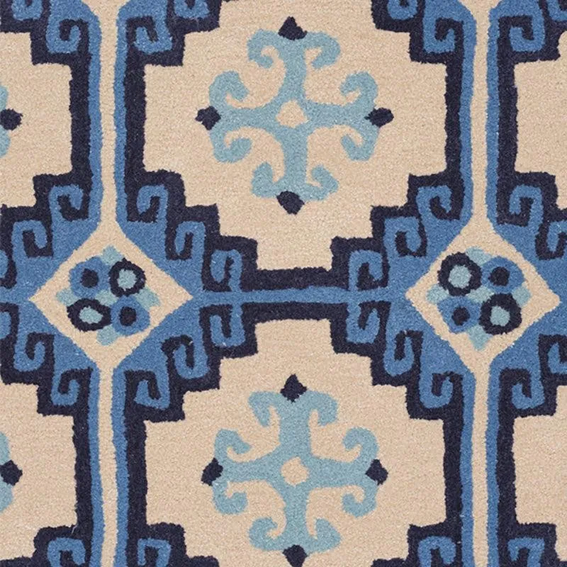 Gamling Hand Tufted Ethnic Wool & Nylon Carpet - Blue media 4