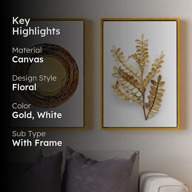 Flora Of Gold Canvas Wall Art - Set Of Two media 2