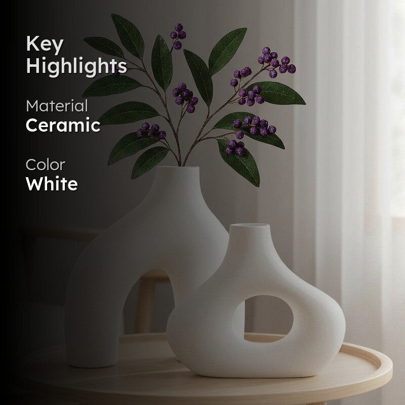 Smoky Ceramic Flower Vase - Set Of Two media 2