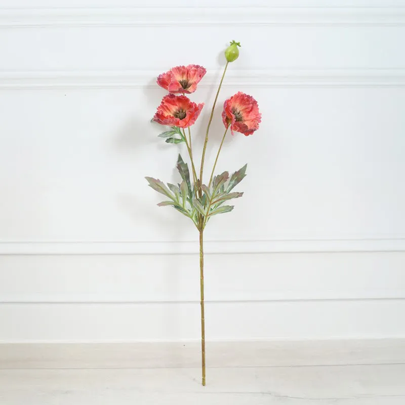 Poppy Artificial Flower Stem - Red media 3