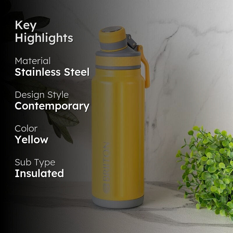 Aqua Alchemy Hot & Cold Thermos Water Bottle (Yellow) - 850 mL media 2