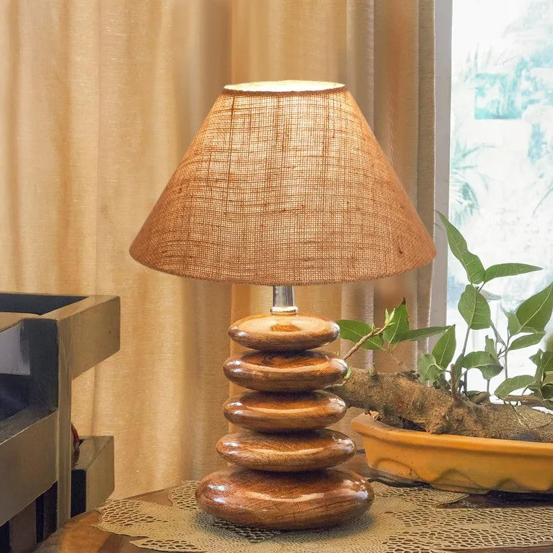 Lynari Jute Table Lamp With Wooden Base - Beige media 3