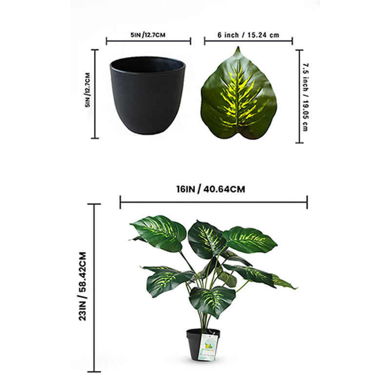 Faux Everlasting Philodendron Plant With Black Plastic Pot - 58 cm media 5