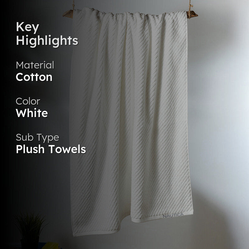Nautica Riviera Soft Cotton Bath Towel - White media 2