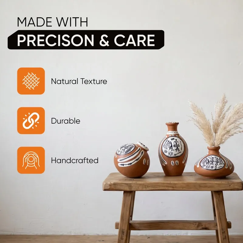 Maroa Tribal Terracotta Vase - Set Of Three media 11