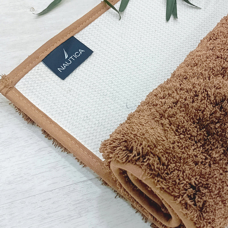 Nautica Cashmere Step Solid Anti-Skid Bath Mat (Tan & Brown) - Set Of Two media 6