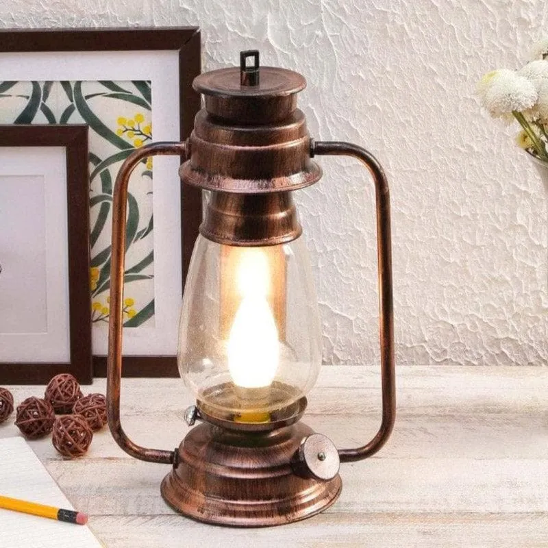 Faris Lantern Glass Table Lamp - Copper media 1