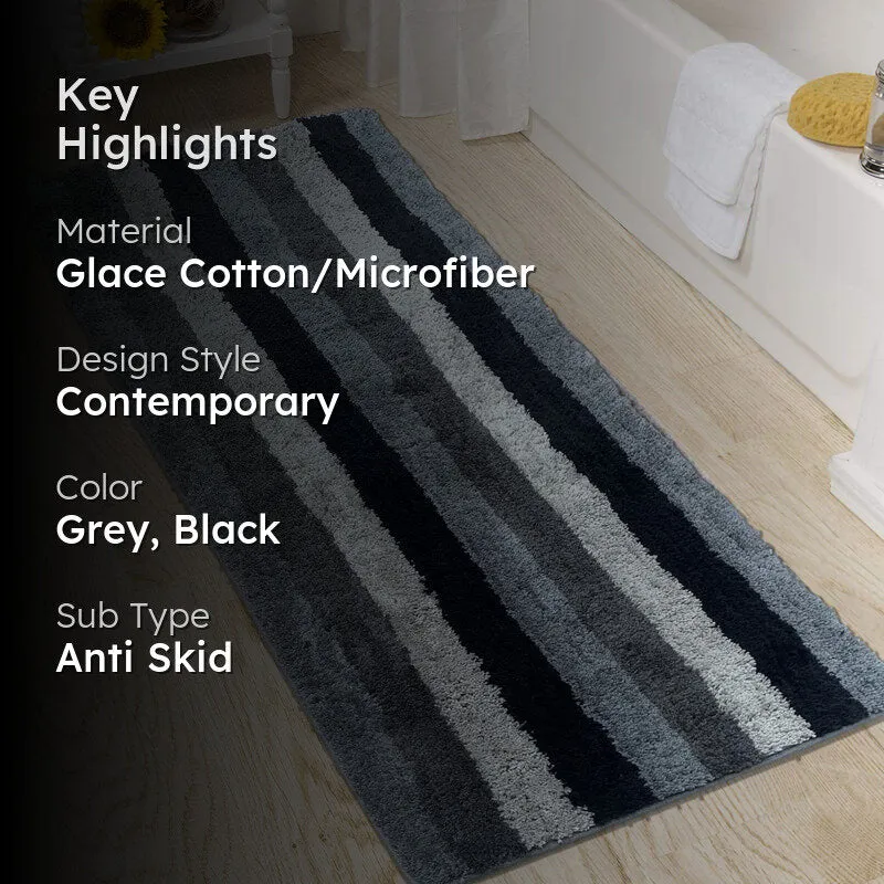 Jericho Luxe Micro Fiber Runner Rug - Grey, Black media 2