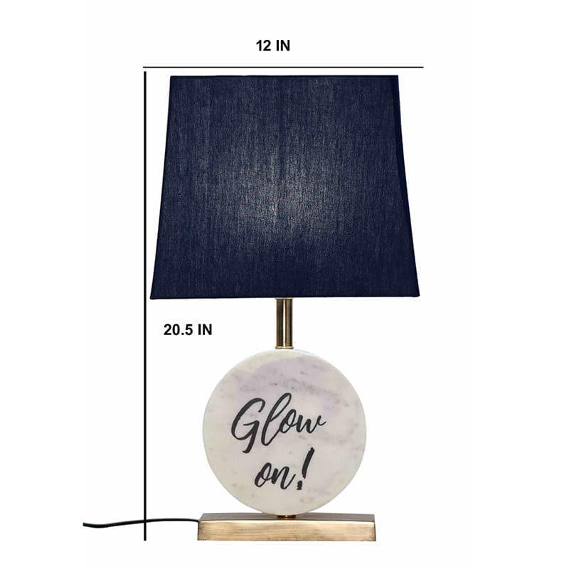 Glow On Marble & Brass Base Fabric Table Lamp - Blue,White media 5