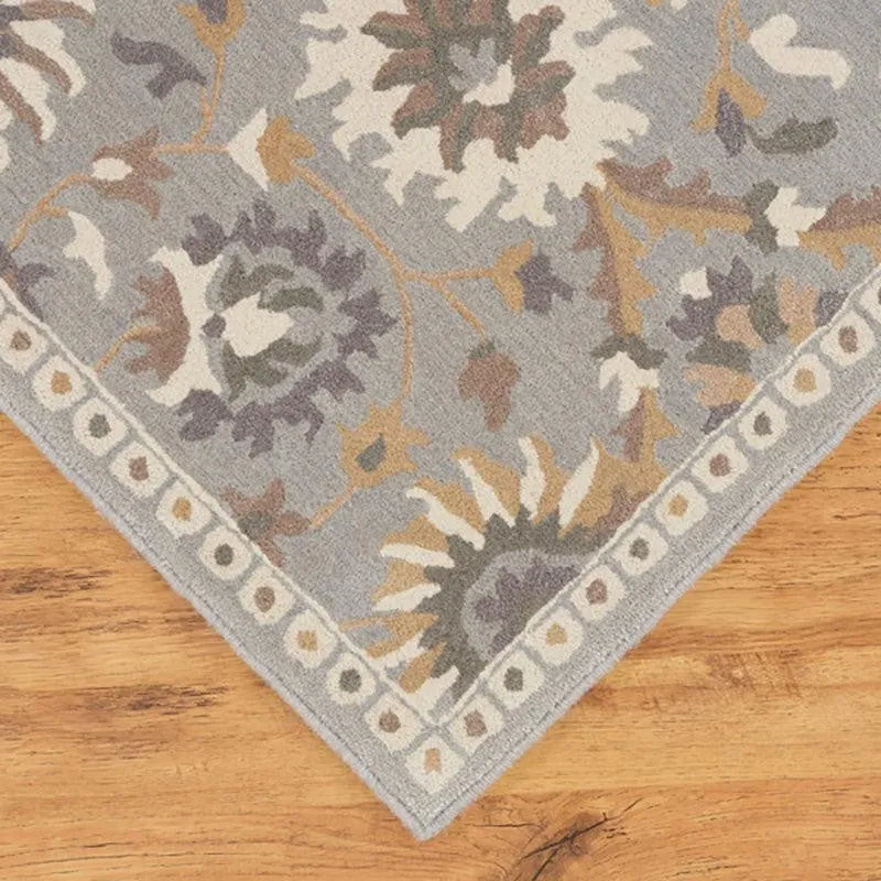 Awen Hand Tufted Ethnic Wool & Nylon Carpet - Light Grey media 6