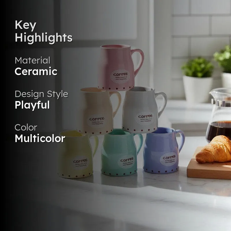 Ceramic Ceramic Coffee Mug (200 mL Each) - Set Of Six media 2
