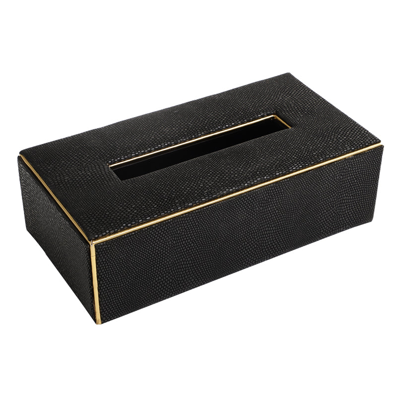 Meho Leather Tissue Box - Black media 4