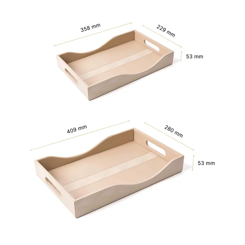 Veltrix Faux Leather Serving Tray (Beige) - Set of Two media 8