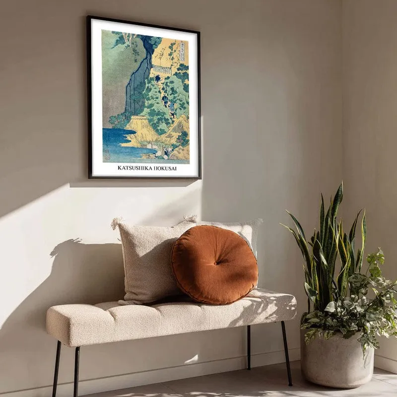 Waterfall at Sakanoshita Katsushika Hokusai Archival Canvas Wall Painting - Black Frame media 4