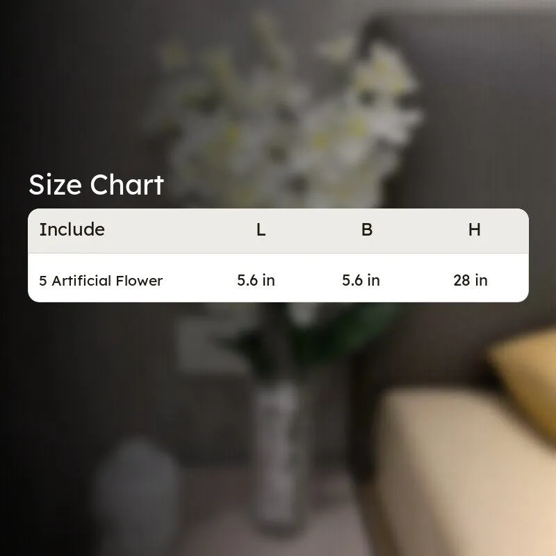 Decorative Fabric Artificial Orchid Flower (White) - Set Of Five media 6