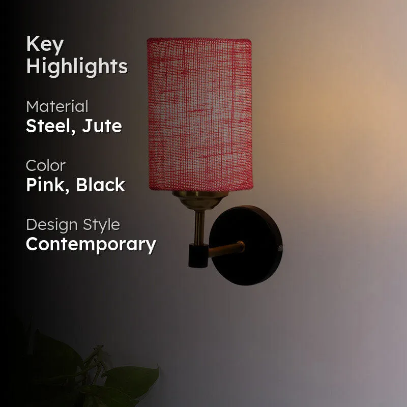 Sienna Sleek Jute Wall Lamp - Pink media 2