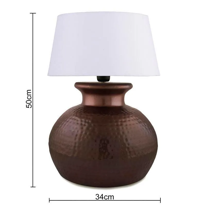 Contadino Copper Pitcher Fabric Table Lamp - White media 4