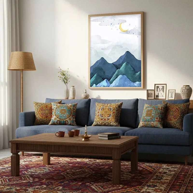 Crescent Blue Peaks Archival Paper Wall Art - Natural Brown Frame media 4
