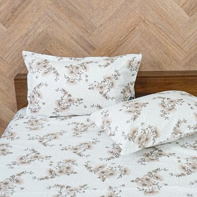 Coquette Floral Cotton Bedsheet (Brown) - 180 TC media 4