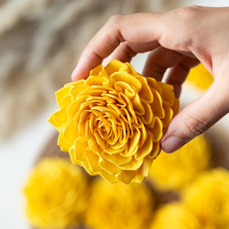 Estar Sola Wood Rose Flower (Yellow) - Set Of Ten media 3