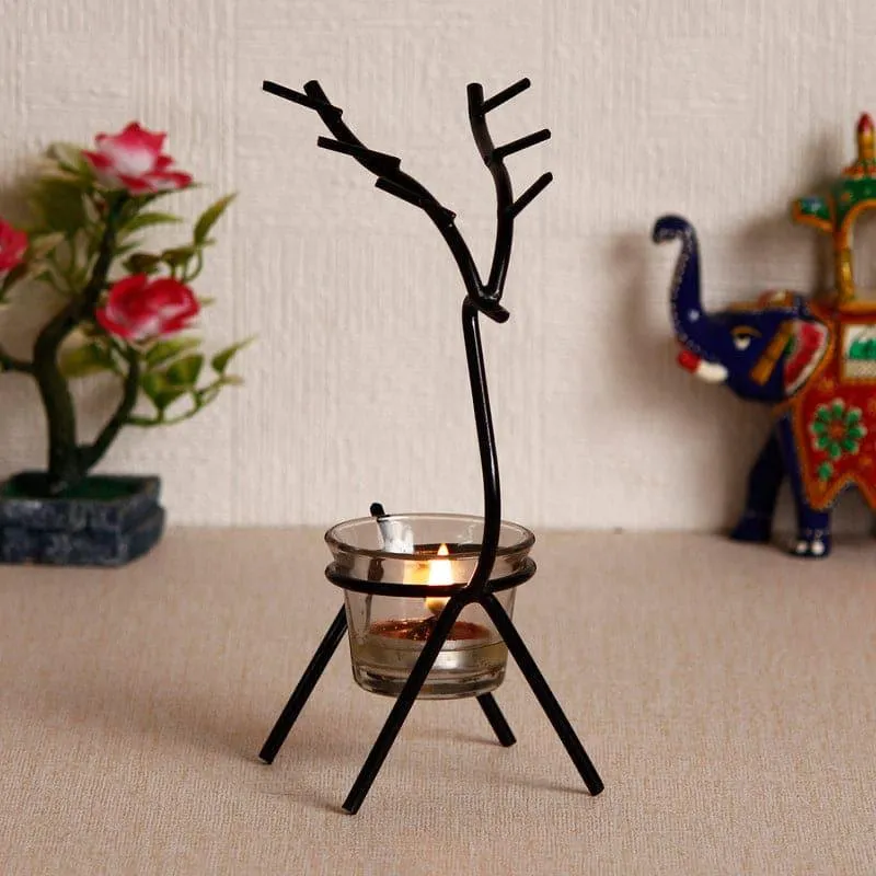 Deer Dream Tealight Candle Holder - Black media 3