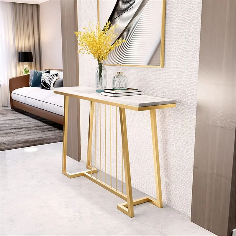 Creative Metal Console Table with Marble Top - Large media 4