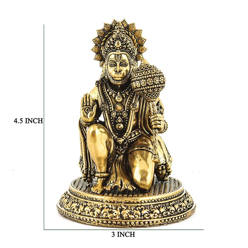 Blessed Bajrangbali Brass Idol - Gold media 7