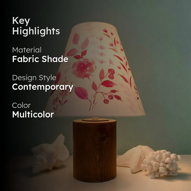 Trigo Flora Cone Handpainted Fabric Table Lamp - Multicolor media 2