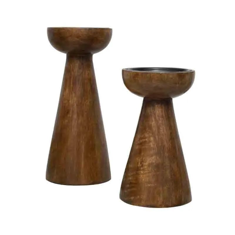 Riga Wooden Candle Stand - Set Of Two media 4