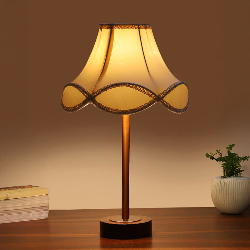 Valencia Arc Rodin Wooden Table Lamp - OffWhite,Copper,Brown