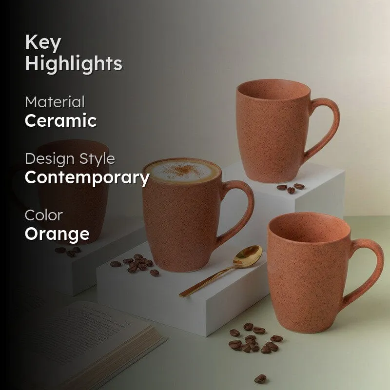 Sip & Style Ceramic Coffee Mug (Persian Orange/300 mL Each) - Set Of Four media 2