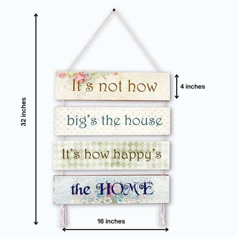 Wall hanging shown with arrows indicating its overall height and width.