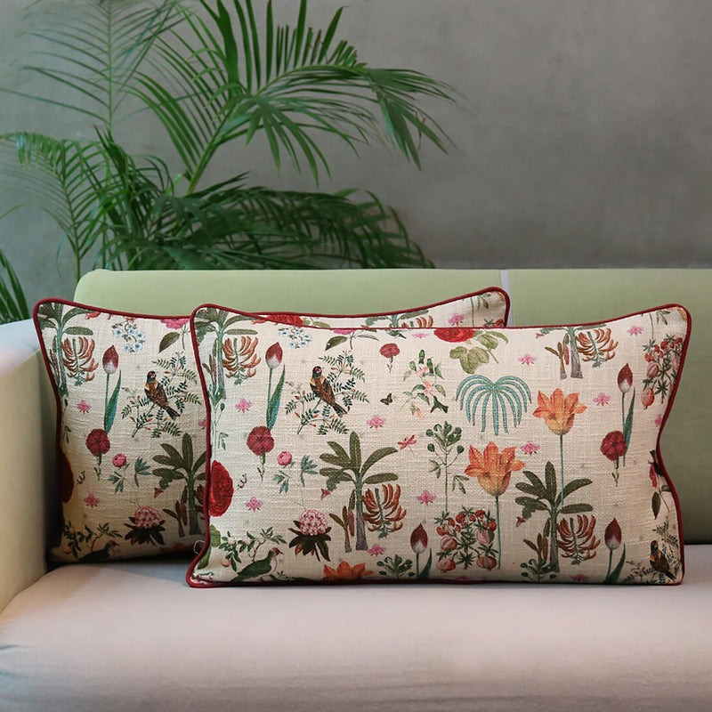 India Circus Botanic Plume Printed Cotton Cushion Cover (Rectangle) - Set Of Two media 3