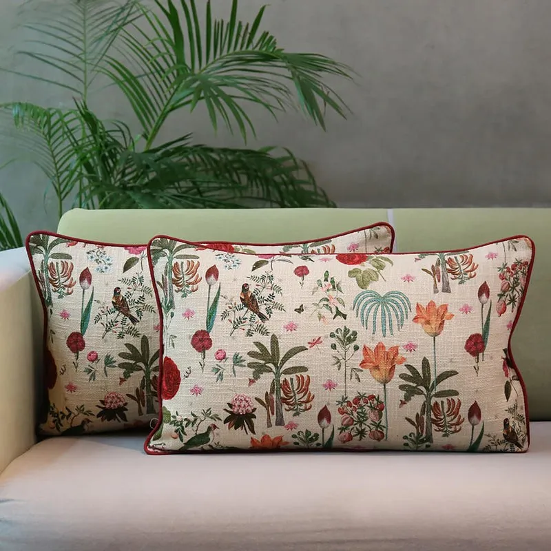 India Circus Botanic Plume Printed Cotton Cushion Cover (Rectangle) - Set Of Two media 3