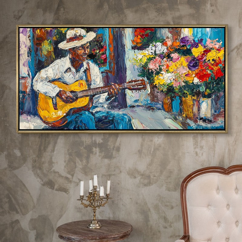 Melody Bloom Canvas Wall Painting With Frame